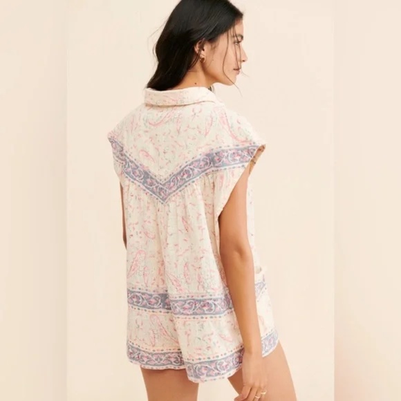 EUC Free People Telly Oversized Floral Print Romper Size SMALL - Picture 4 of 7